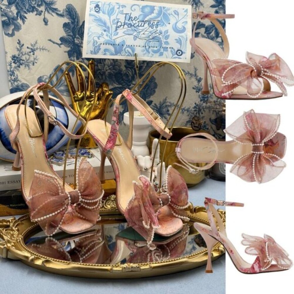 🆕 BETSEY JOHNSON 🧿 NWOB Fawn Slingback Sandal, Pink Floral - Sz US 7.5